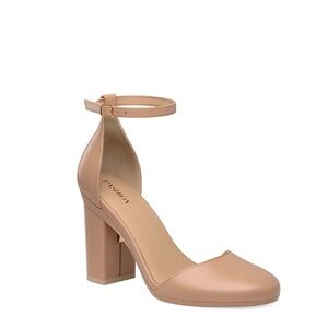 Pashion Footwear Tan Block Heel Pumps